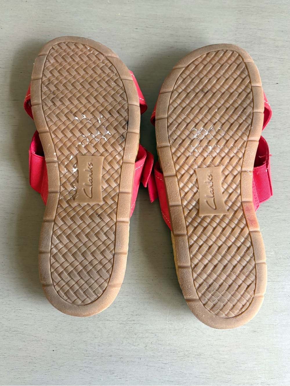 Clarks Collection Reileigh May Nubuck Red Crisscross Slide Buckle Sandal Sz 7.5 - Picture 12 of 12